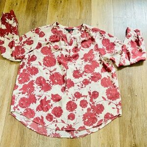 Simply Vera Vera Wang Red Pink Long Sleeve Blouse